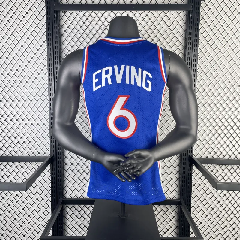 Philadelphia 76ers Mitchell & Ness Retro Blue Julius Erving #6 Heren Jersey