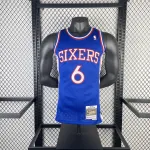 Philadelphia 76ers Mitchell & Ness Retro Blue Julius Erving #6 Heren Jersey