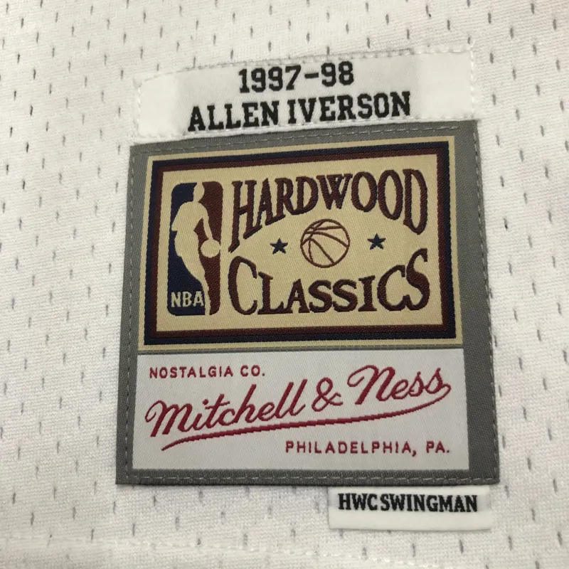 Maglietta da uomo Philadelphia 76ers Mitchell & Ness Retro White Allen Iverson #3