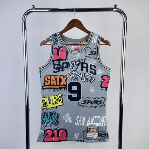 2002/03 San Antonio Spurs Mitchell & Ness Retro Graffiti Tony Parker #9 Jersey | NBA Swingman Jersey