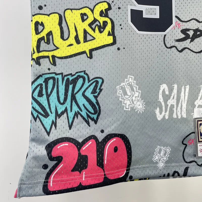 2002/03 San Antonio Spurs Mitchell & Ness Retro Graffiti Tony Parker #9 Jersey | NBA Swingman Jersey