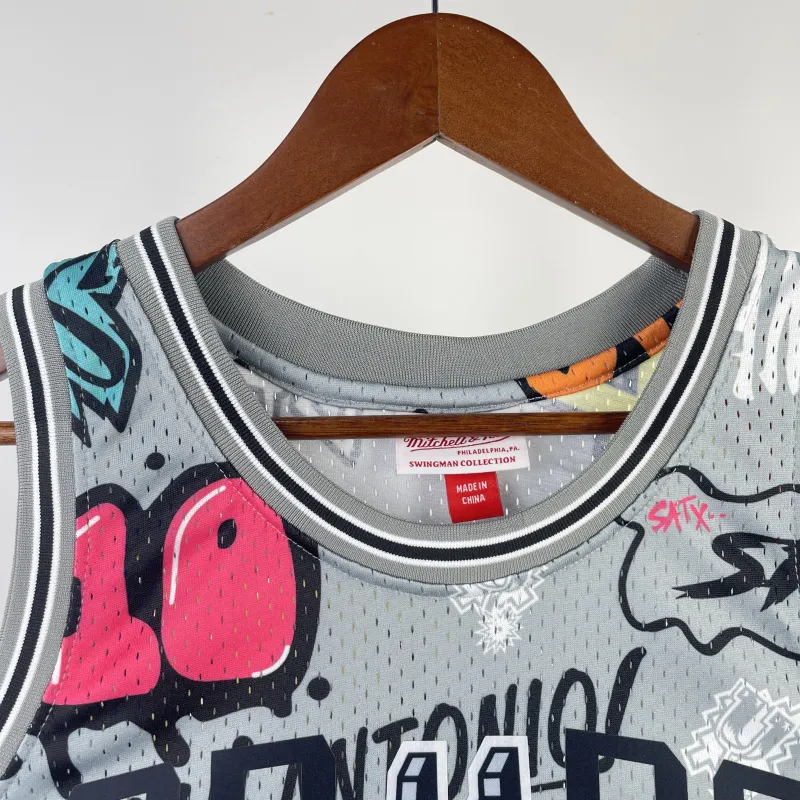 2002/03 San Antonio Spurs Mitchell & Ness Retro Graffiti Tony Parker #9 Jersey | NBA Swingman Jersey