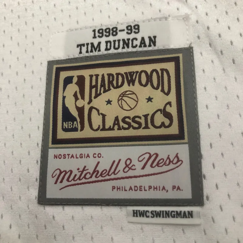 1998/99 San Antonio Spurs Mitchell & Ness Retro White Tim Duncan #21 Jersey | NBA Swingman Jersey