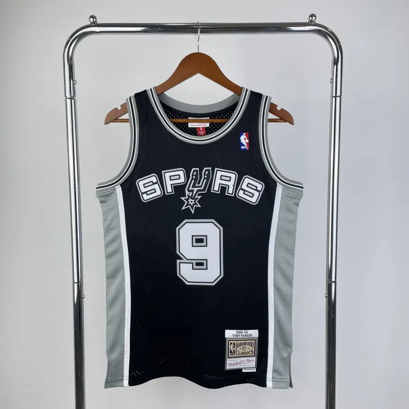 2002/03 San Antonio Spurs Mitchell & Ness Retro Black Tony Parker #9 Jersey | NBA Swingman Jersey