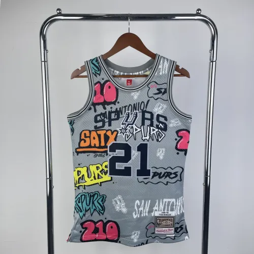 1998/99 San Antonio Spurs Mitchell & Ness Retro Graffiti Tim Duncan #21 Jersey | NBA Swingman Jersey