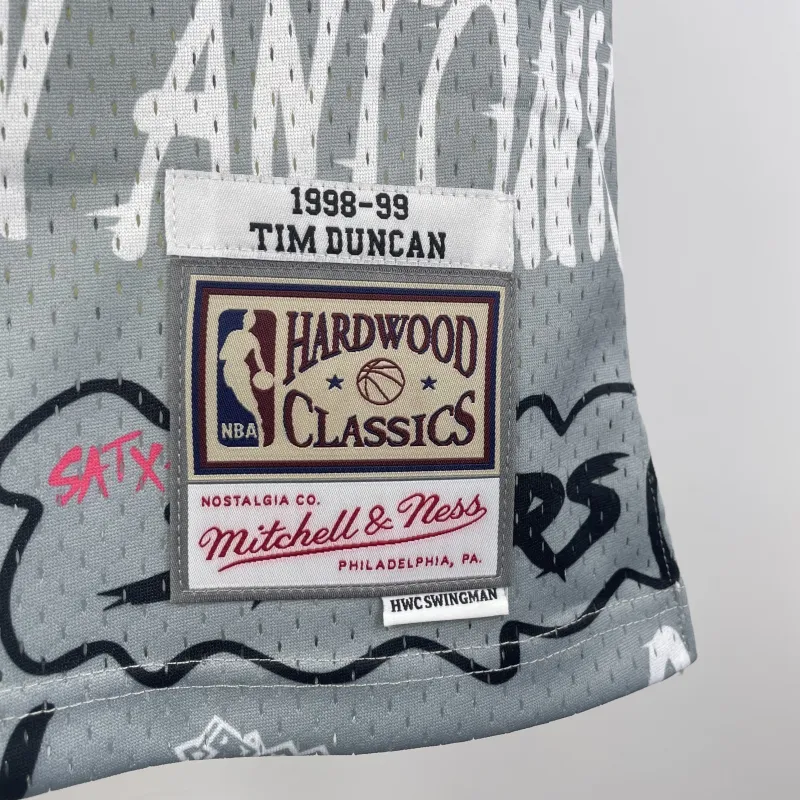 1998/99 San Antonio Spurs Mitchell & Ness Retro Graffiti Tim Duncan #21 Jersey | NBA Swingman Jersey