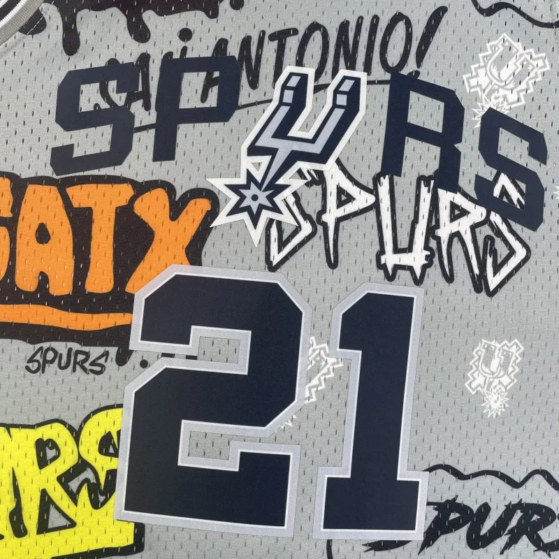 1998/99 San Antonio Spurs Mitchell & Ness Retro Graffiti Tim Duncan #21 Jersey | NBA Swingman Jersey