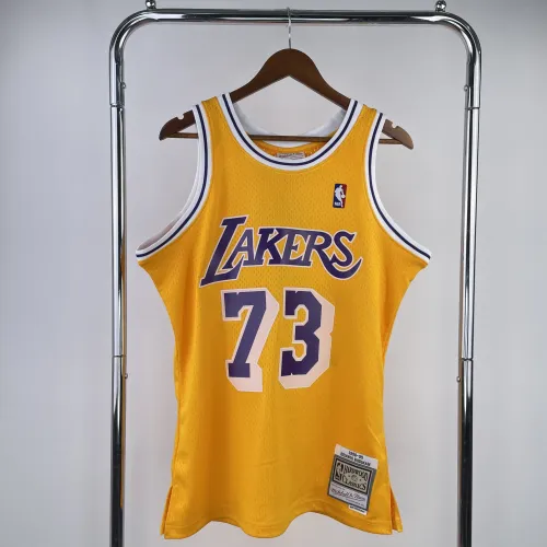 Los Angeles Lakers Mitchell & Ness Retro Dennis Rodman #73 Amarillo Camiseta hombre