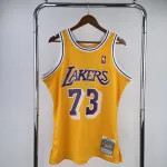 Los Angeles Lakers Mitchell & Ness Retro Dennis Rodman #73 Camisola amarela para homem Los Angeles Lakers Mitchell & Ness Retro Dennis Rodman #73 Yellow Men’s Jersey