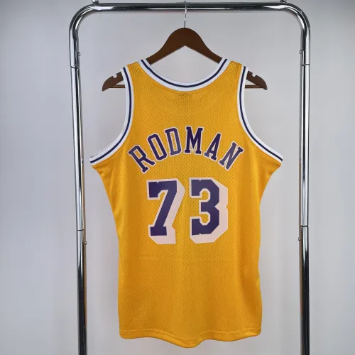 Los Angeles Lakers Mitchell & Ness Retro Dennis Rodman #73 Yellow Men’s Jersey