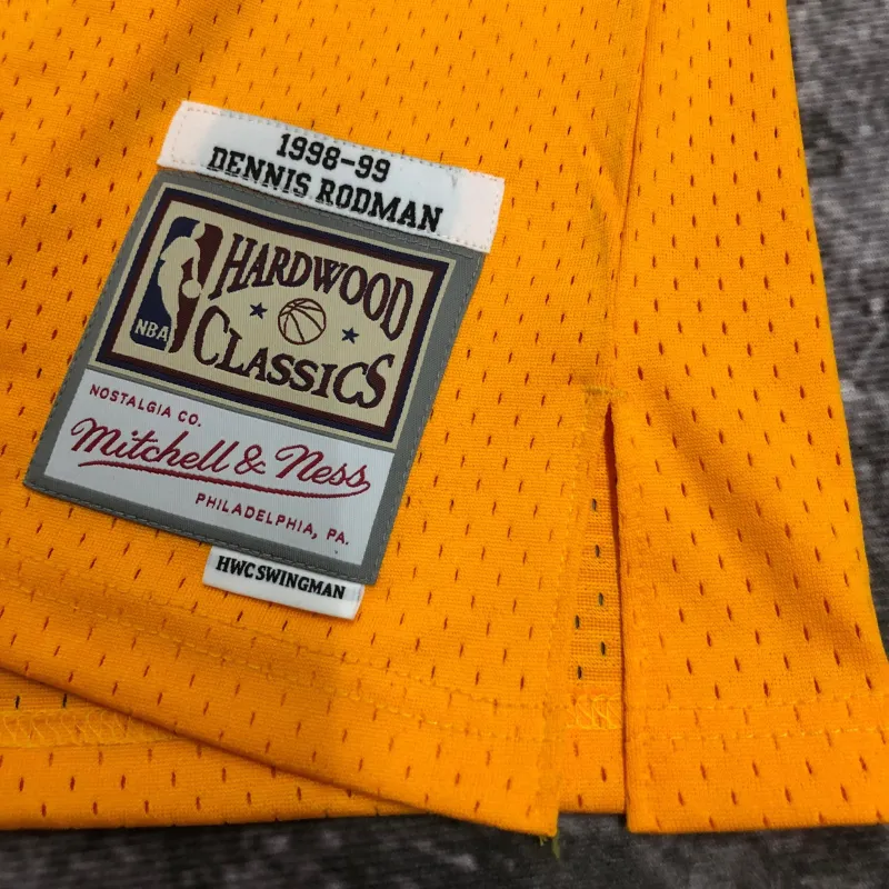 Los Angeles Lakers Mitchell & Ness Retro Dennis Rodman #73 Yellow Men’s Jersey