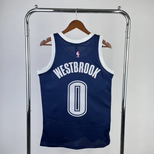 2015-16 Oklahoma City Thunder Mitchell & Ness Classic Blue Russell Westbrook #0 Men’s Jersey