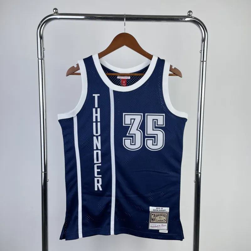2015-16 Oklahoma City Thunder Mitchell & Ness Classic Blue Kevin Durant #35 Men’s Jersey