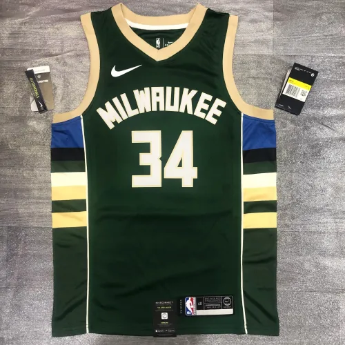 Camisa masculina Milwaukee Bucks Green Giannis Antetokounmpo #34