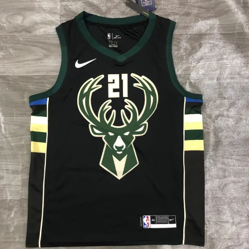 Camiseta negra para hombre de los Milwaukee Bucks, modelo #21