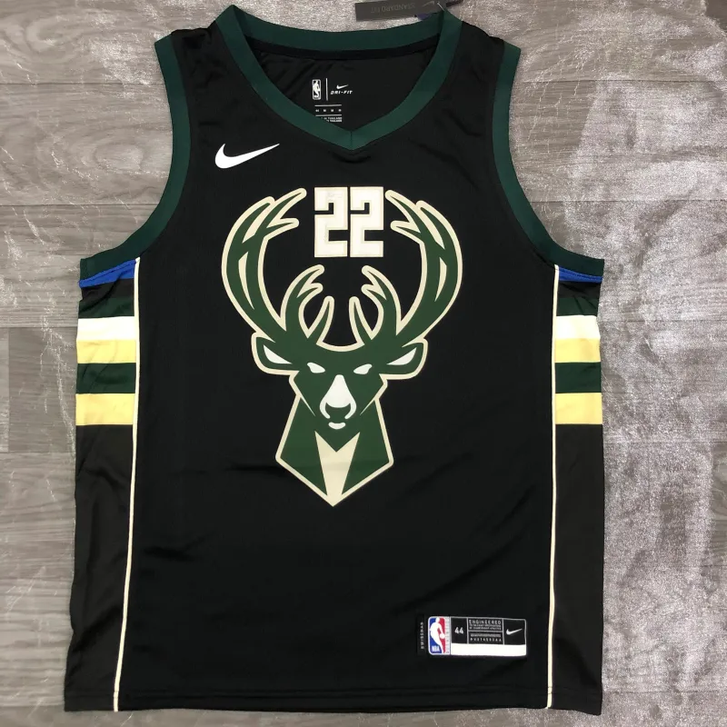 Milwaukee Bucks Black Khris Middleton #22 Men’s Jersey