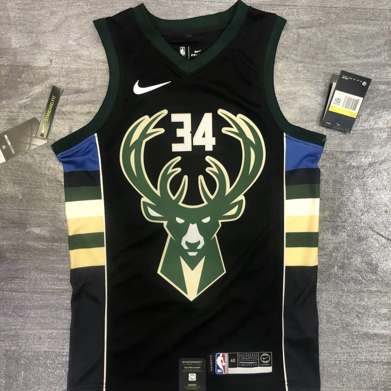 Milwaukee Bucks Black Giannis Antetokounmpo #34 Men's Jersey