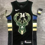 Maillot Hommes Milwaukee Bucks Noir Giannis Antetokounmpo #34 Milwaukee Bucks Black Giannis Antetokounmpo #34 Men's Jersey