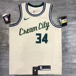 Maglia da uomo bianca dei Milwaukee Bucks di Giannis Antetokounmpo, modello #34 Maglia da uomo Giannis Antetokounmpo #34 Bianco dei Milwaukee Bucks