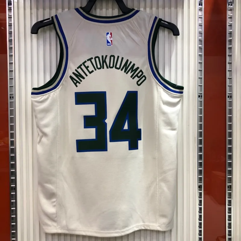 Maglia da uomo Giannis Antetokounmpo #34 Bianco dei Milwaukee Bucks