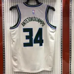 Maglia da uomo Giannis Antetokounmpo #34 Bianco dei Milwaukee Bucks