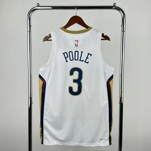 New Orleans Pelicans Home White Jordan Poole #3 Men's Jersey