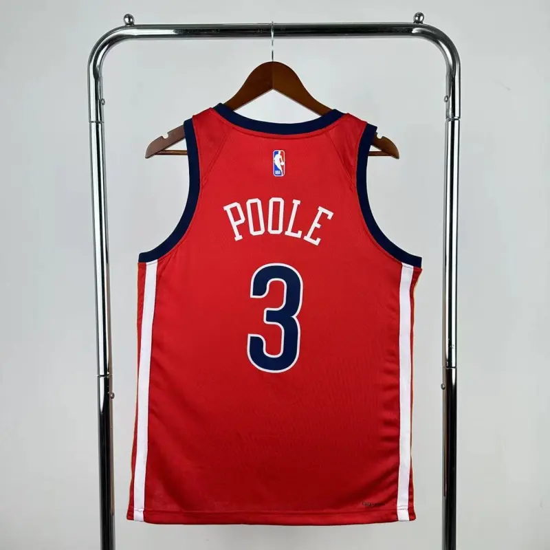 Maillot homme rouge des Pelicans de la Nouvelle-Orléans, Jordan Poole #3