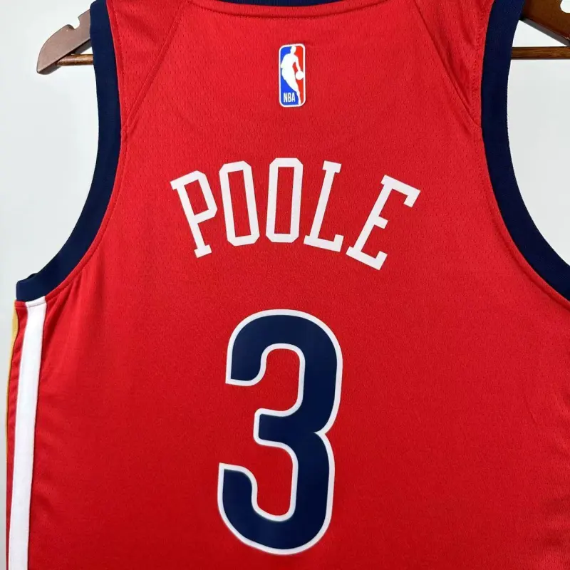 Maillot homme rouge des Pelicans de la Nouvelle-Orléans, Jordan Poole #3