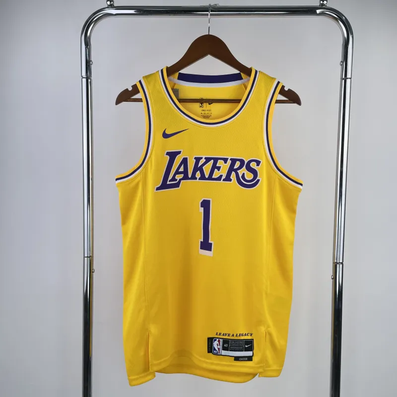 Los Angeles Lakers D’Angelo Russell #1 Yellow Men’s Jersey