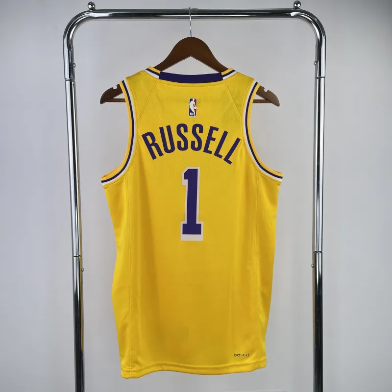 Los Angeles Lakers D’Angelo Russell #1 Yellow Men’s Jersey
