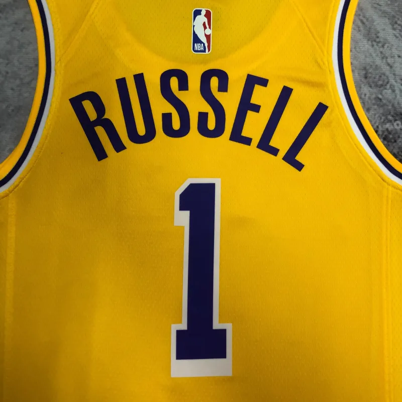 Los Angeles Lakers D’Angelo Russell #1 Yellow Men’s Jersey