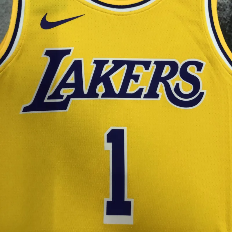 Los Angeles Lakers D’Angelo Russell #1 Yellow Men’s Jersey