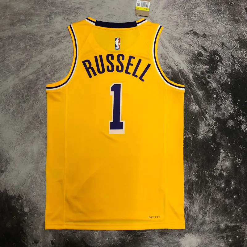 Los Angeles Lakers D’Angelo Russell #1 Yellow Men’s Jersey