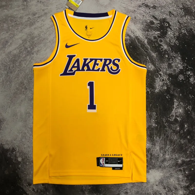 Los Angeles Lakers D’Angelo Russell #1 Yellow Men’s Jersey
