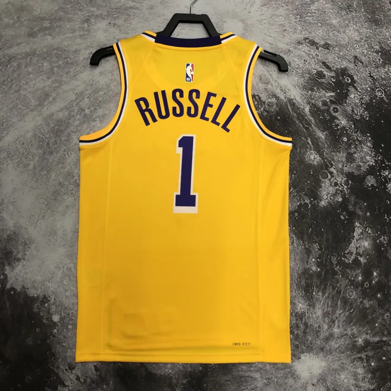 Los Angeles Lakers D’Angelo Russell #1 Yellow Men’s Jersey