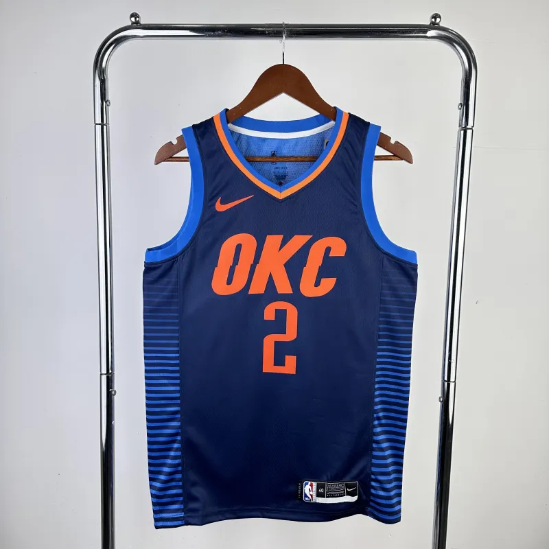 Jersey azul Shai Gilgeous-Alexander #2 para homem dos Oklahoma City Thunder