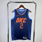 Camisa masculina Oklahoma City Thunder Blue Shai Gilgeous-Alexander #2 Jersey azul Shai Gilgeous-Alexander #2 para homem dos Oklahoma City Thunder