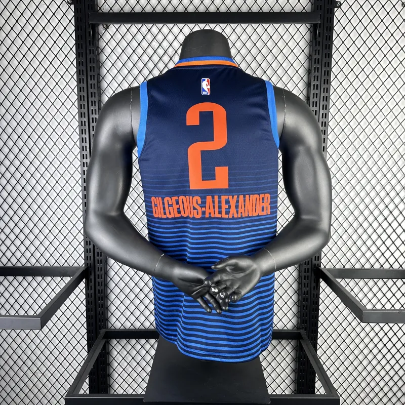 Jersey azul Shai Gilgeous-Alexander #2 para homem dos Oklahoma City Thunder