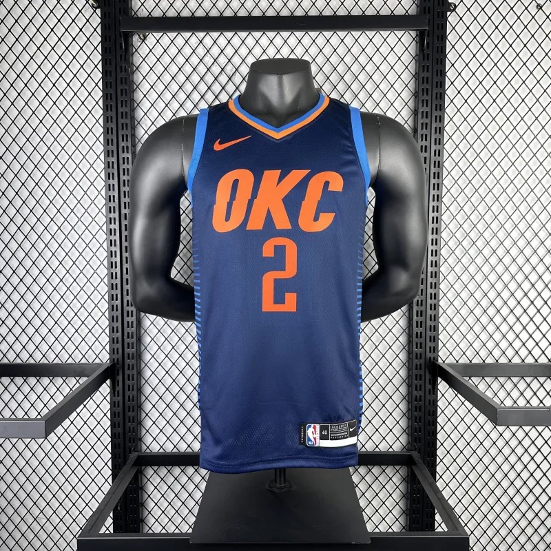 Jersey azul Shai Gilgeous-Alexander #2 para homem dos Oklahoma City Thunder
