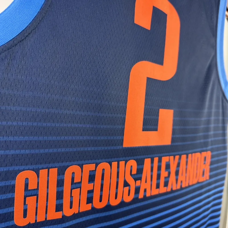 Jersey azul Shai Gilgeous-Alexander #2 para homem dos Oklahoma City Thunder