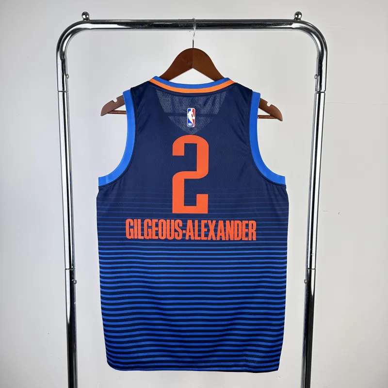 Jersey azul Shai Gilgeous-Alexander #2 para homem dos Oklahoma City Thunder