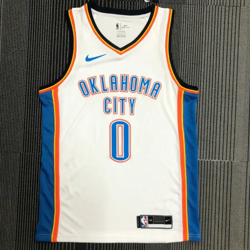 Oklahoma City Thunder White Russell Westbrook #0 Men's Jersey