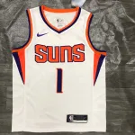 Camisola branca Devin Booker #1 para homem dos Phoenix Suns Jersey Devin Booker #1 para homem do Phoenix Suns branco