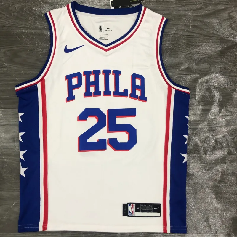 Philadelphia 76ers White #25 Men’s Jersey