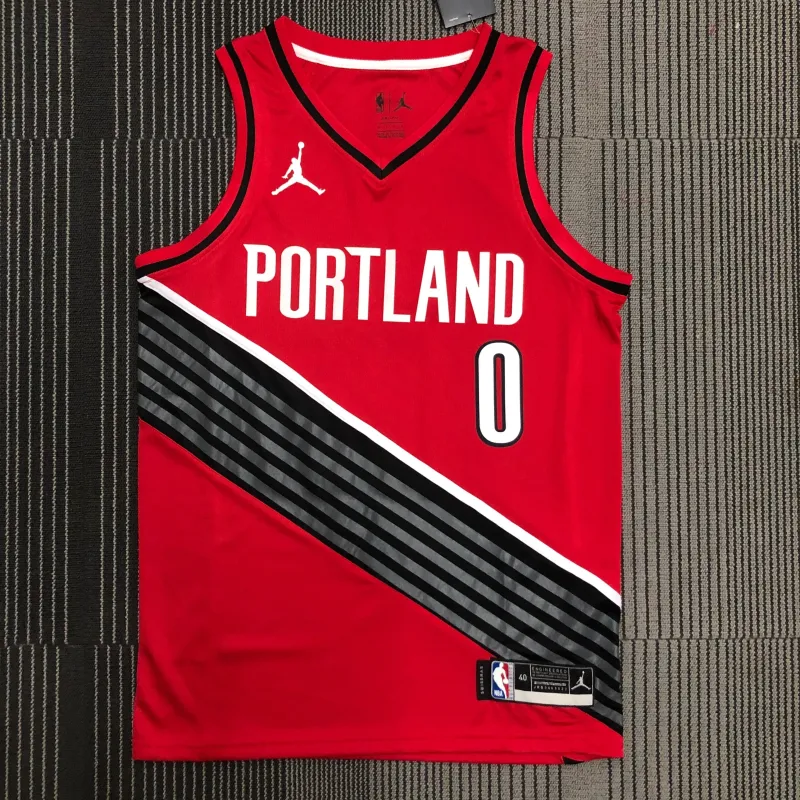 Portland Trail Blazers Red Damian Lillard #0 Jersey | NBA Swingman Jersey