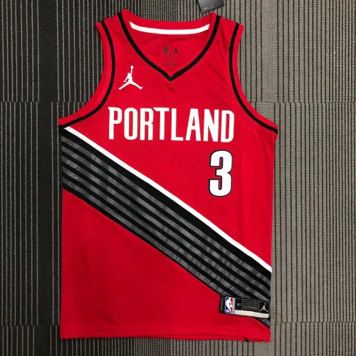 Portland Trail Blazers Red #3 Jersey | NBA Swingman Jersey