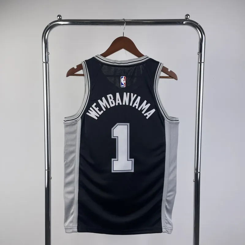Camiseta negra de Victor Wembanyama (#1) de los San Antonio Spurs | Camiseta Swingman de la NBA