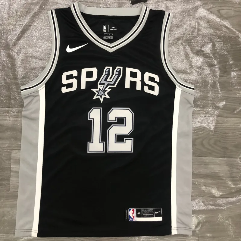 Maglia LaMarcus Aldridge #12 Nero San Antonio Spurs | Maglia NBA Swingman
