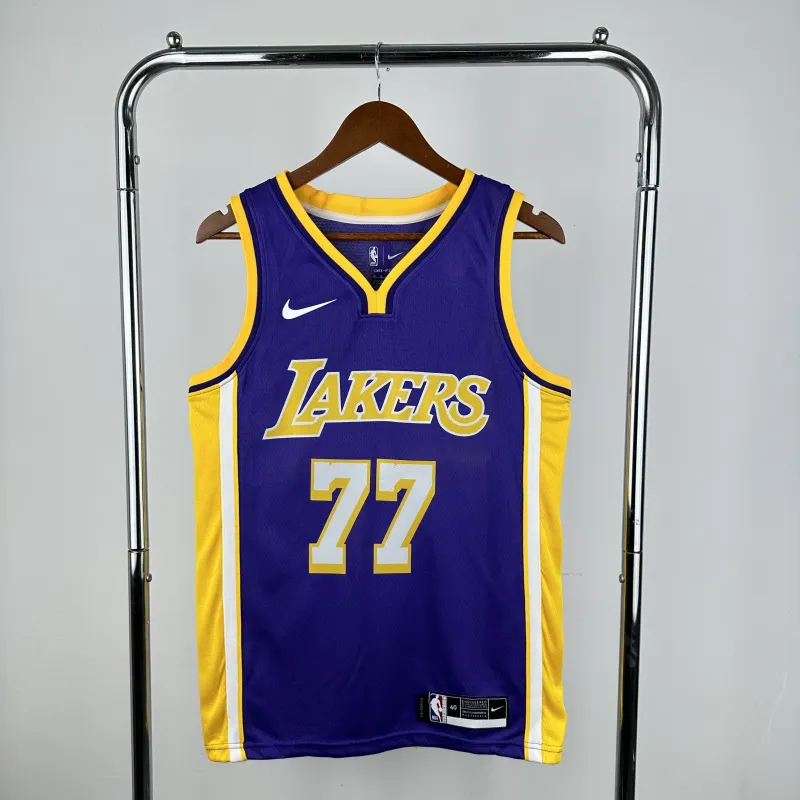 Los Angeles Lakers V-Neck Luka Doncic #77 Purple Men’s Jersey