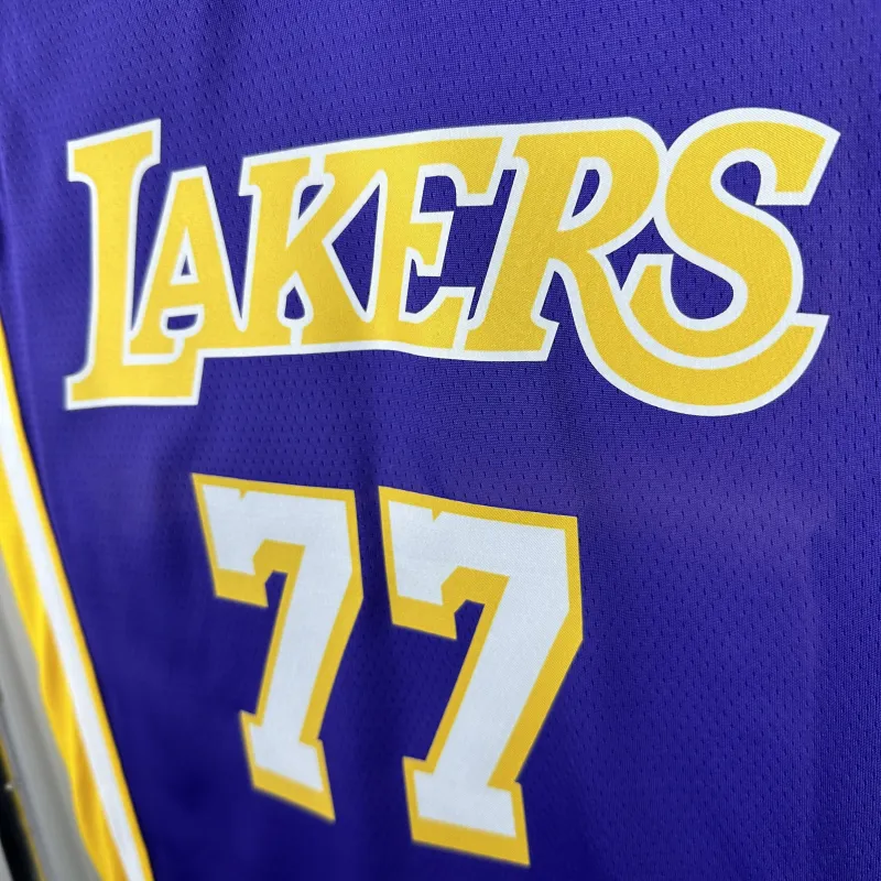 Los Angeles Lakers V-Neck Luka Doncic #77 Purple Men’s Jersey